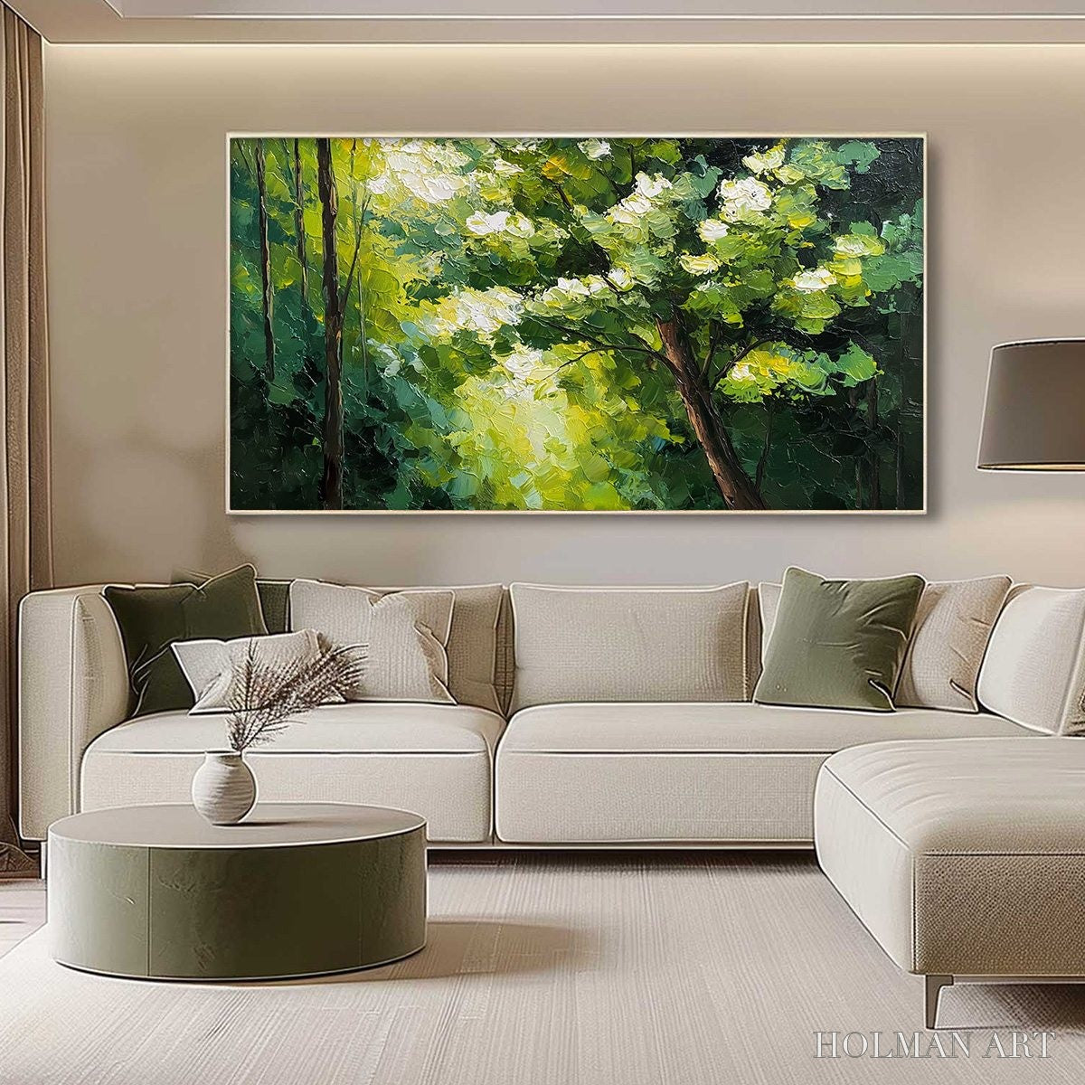 HOLMAN ART Verdant Light – Textured Palette Knife Forest Landscape Oil Painting - image 4