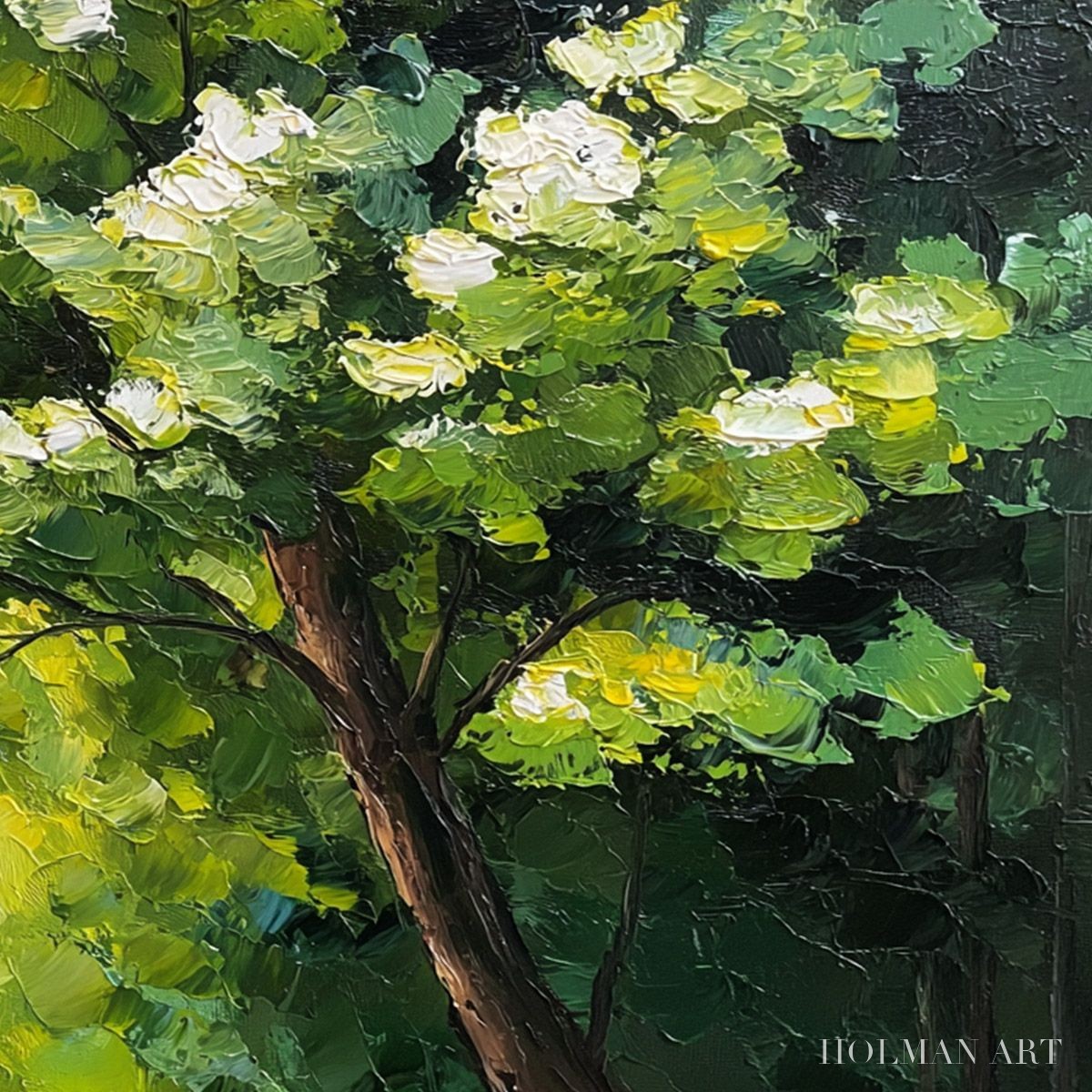 HOLMAN ART Verdant Light – Textured Palette Knife Forest Landscape Oil Painting - image 5
