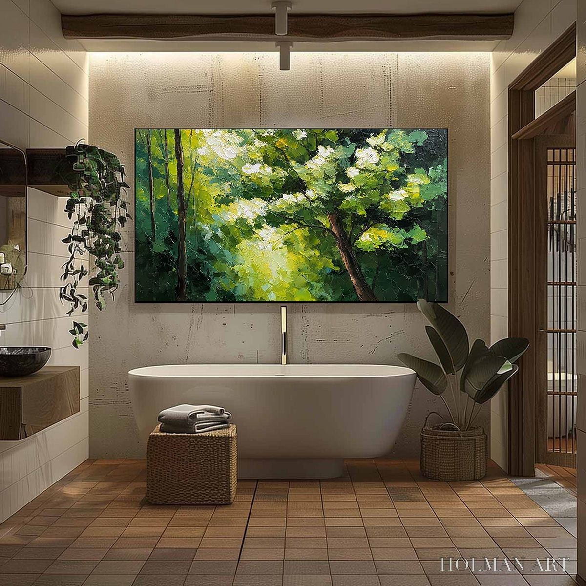 HOLMAN ART Verdant Light – Textured Palette Knife Forest Landscape Oil Painting - image 6