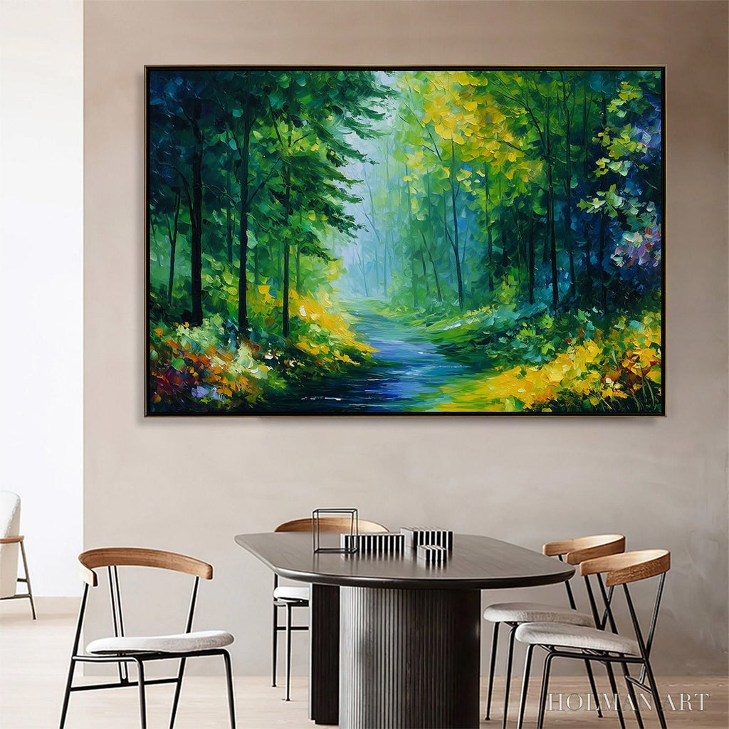 HOLMAN ART Verdant Whisper – Textured Palette Knife Forest Landscape Oil Painting - image 2