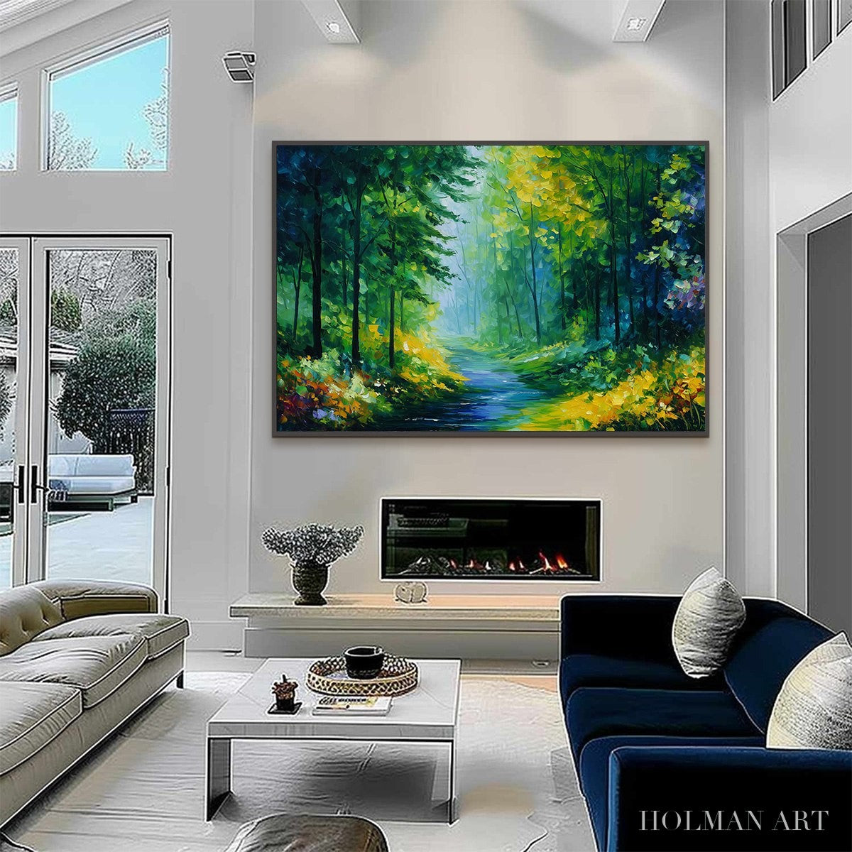 HOLMAN ART Verdant Whisper – Textured Palette Knife Forest Landscape Oil Painting - image 6