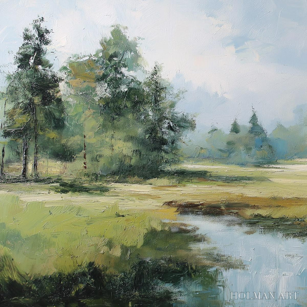HOLMAN ART Emerald Sanctuary Green Forest River Landscape Oil Painting - image 3
