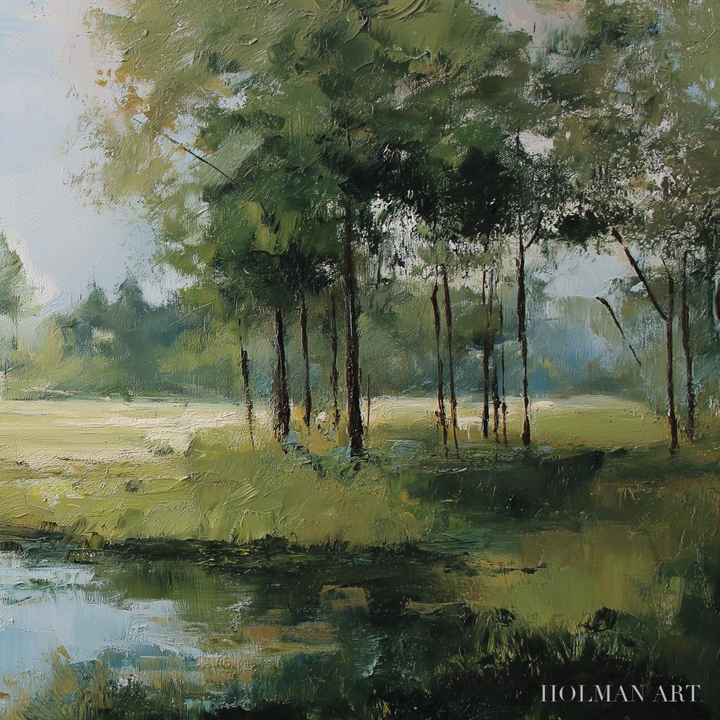 HOLMAN ART Emerald Sanctuary Green Forest River Landscape Oil Painting - image 5