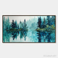 HOLMAN ART Azure Sanctuary – Horizontal Forest Lake Reflection Landscape Painting - image 1