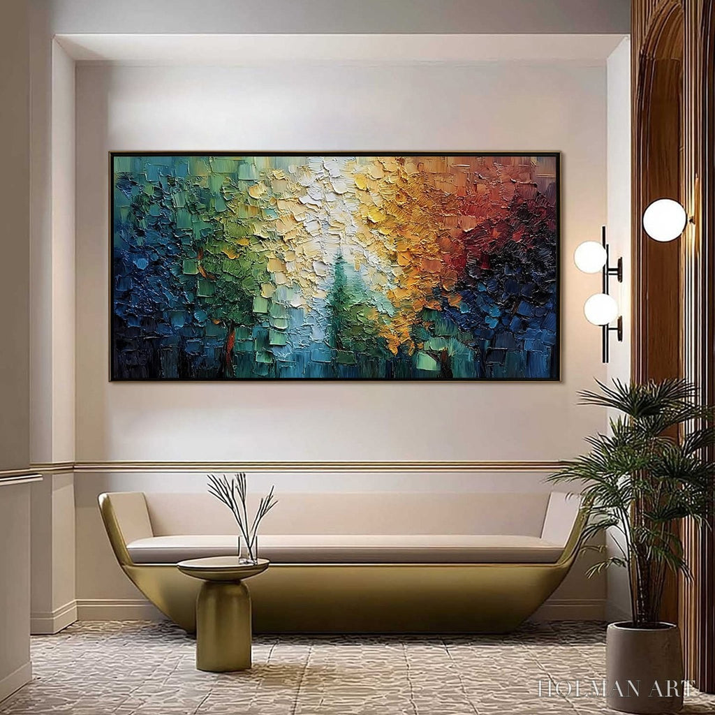 HOLMAN ART Chromatic Canopy Textured Abstract Forest Landscape Oil Painting - image 2
