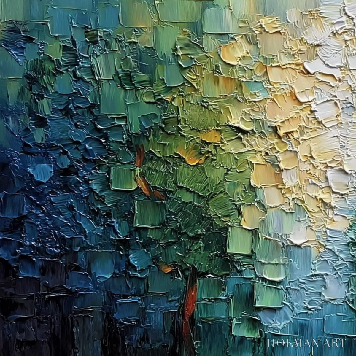HOLMAN ART Chromatic Canopy Textured Abstract Forest Landscape Oil Painting - image 3