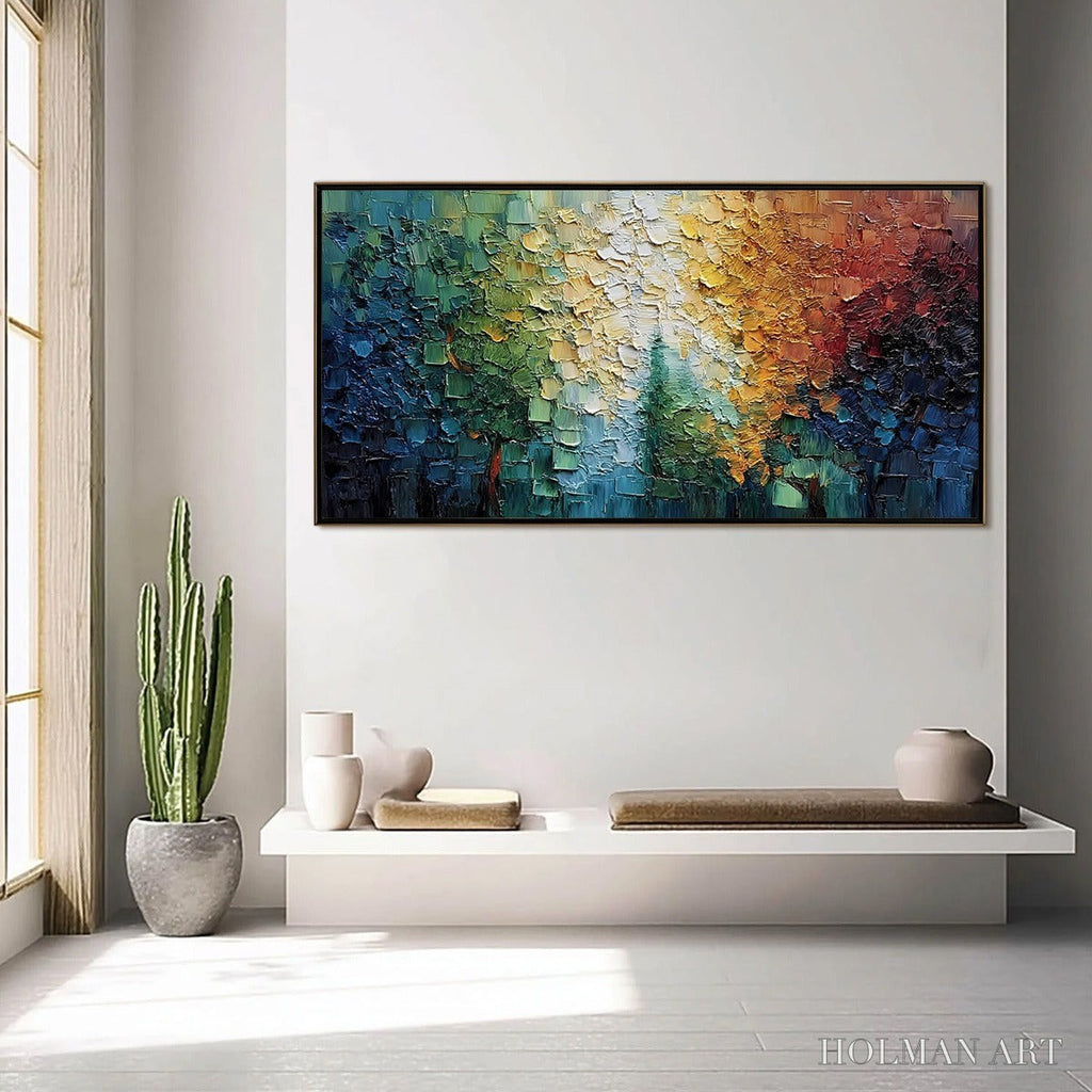 HOLMAN ART Chromatic Canopy Textured Abstract Forest Landscape Oil Painting - image 4
