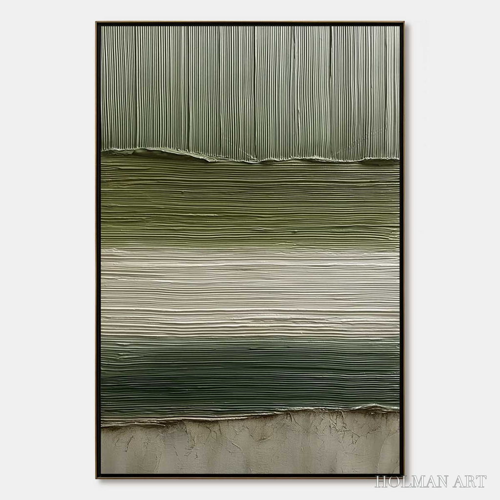 HOLMAN ART Terra Verde – Vertical Wabi Sabi Textured Abstract Green Earth Painting - image 1