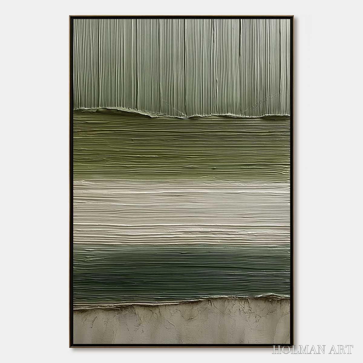 HOLMAN ART Terra Verde – Vertical Wabi Sabi Textured Abstract Green Earth Painting - image 1