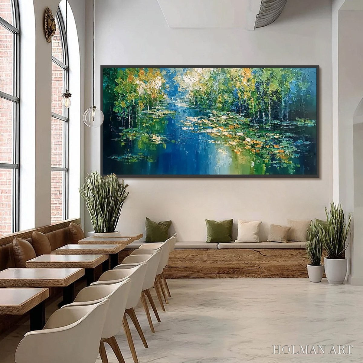HOLMAN ART Verdant Sanctuary – Textured Palette Knife Forest Pond Landscape Painting - image 6