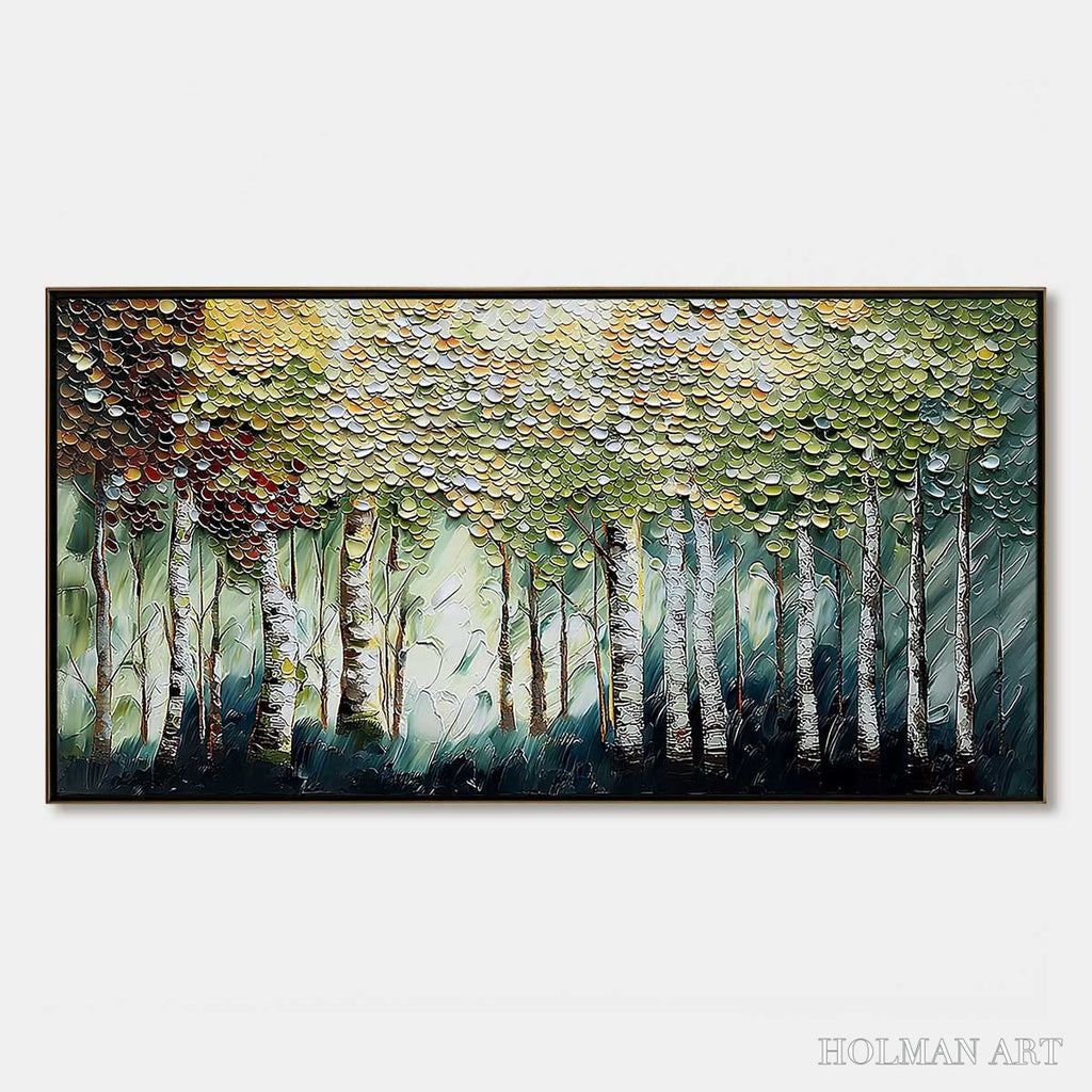 HOLMAN ART Birch Symphony – Heavy Texture Palette Knife Forest Painting - image 1