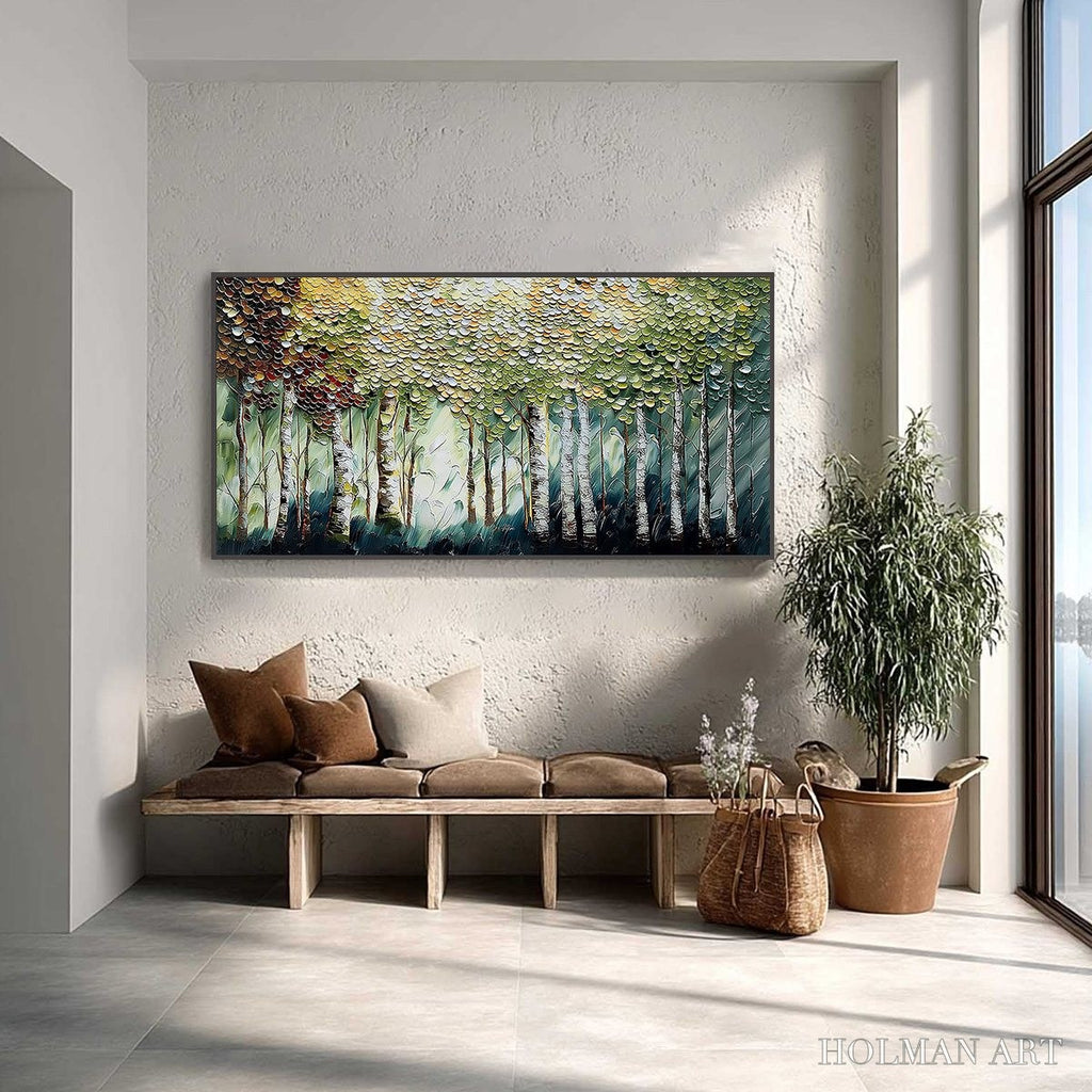 HOLMAN ART Birch Symphony – Heavy Texture Palette Knife Forest Painting - image 2