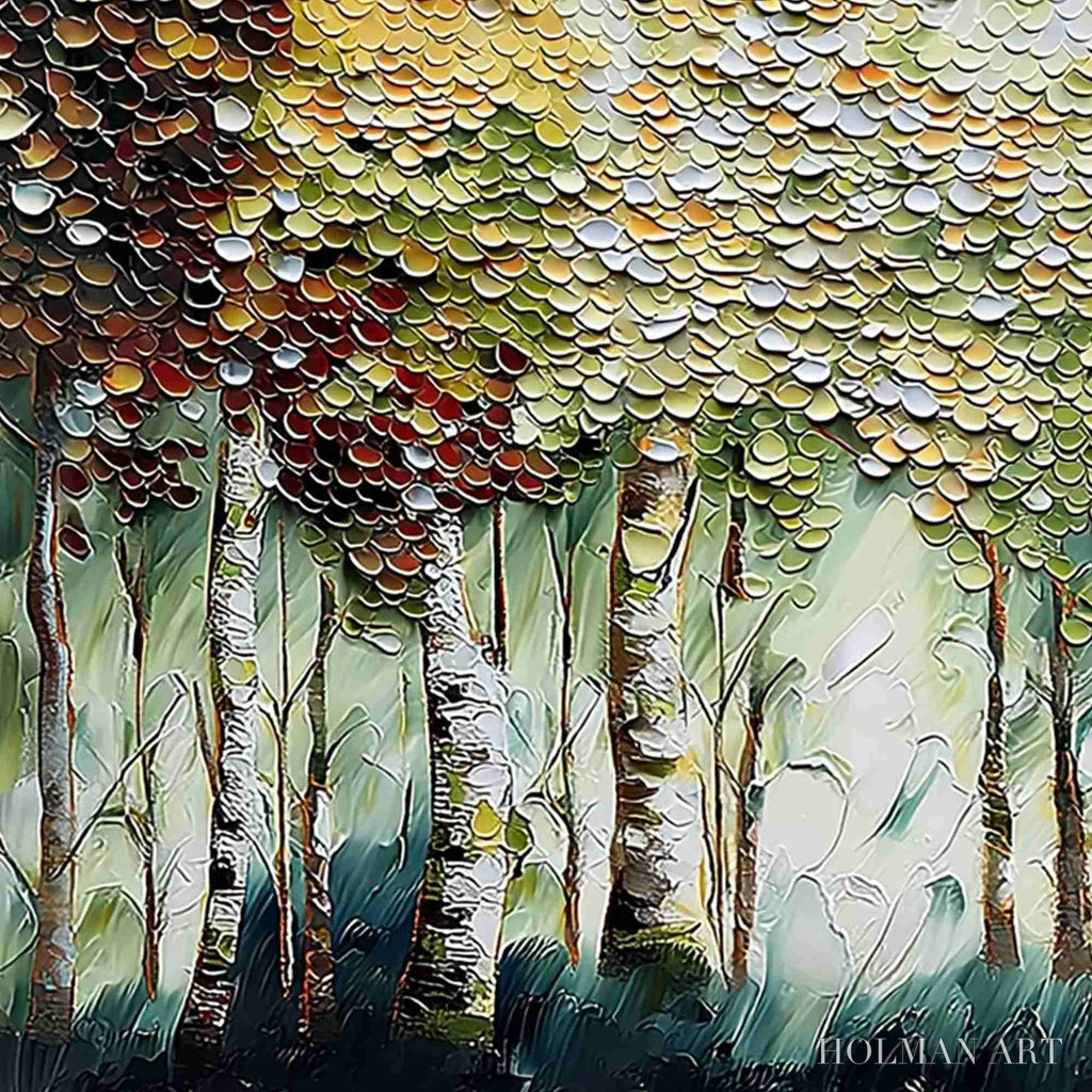 HOLMAN ART Birch Symphony – Heavy Texture Palette Knife Forest Painting - image 3