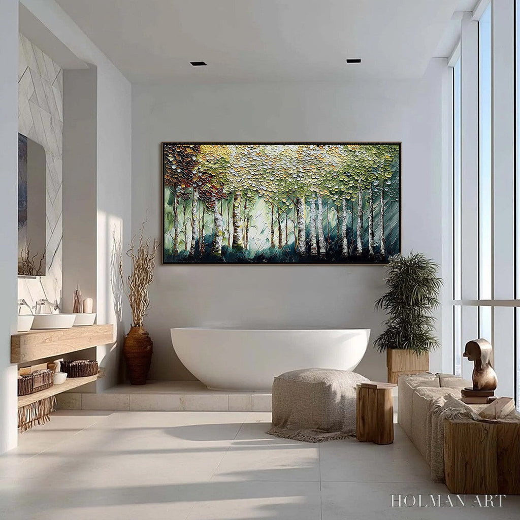 HOLMAN ART Birch Symphony – Heavy Texture Palette Knife Forest Painting - image 4