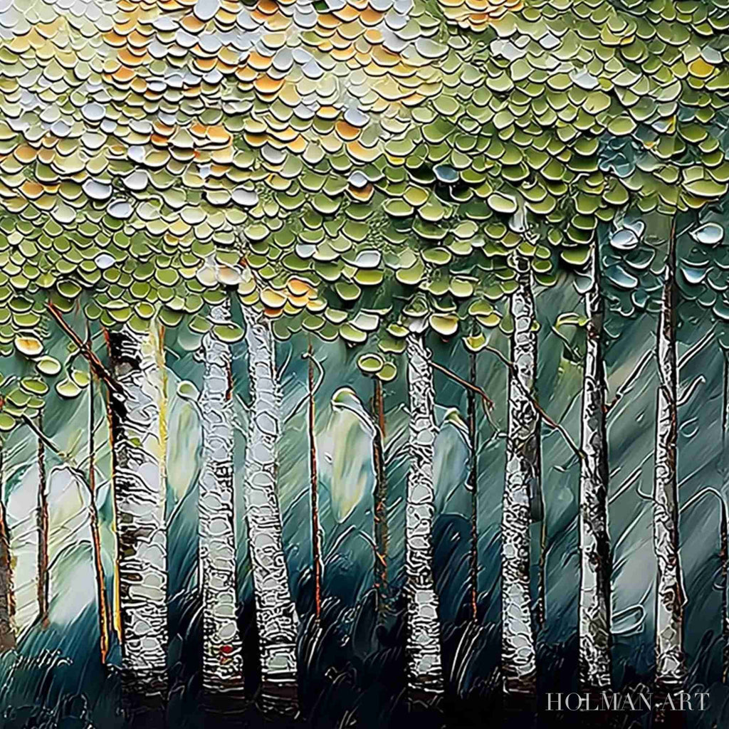 HOLMAN ART Birch Symphony – Heavy Texture Palette Knife Forest Painting - image 5