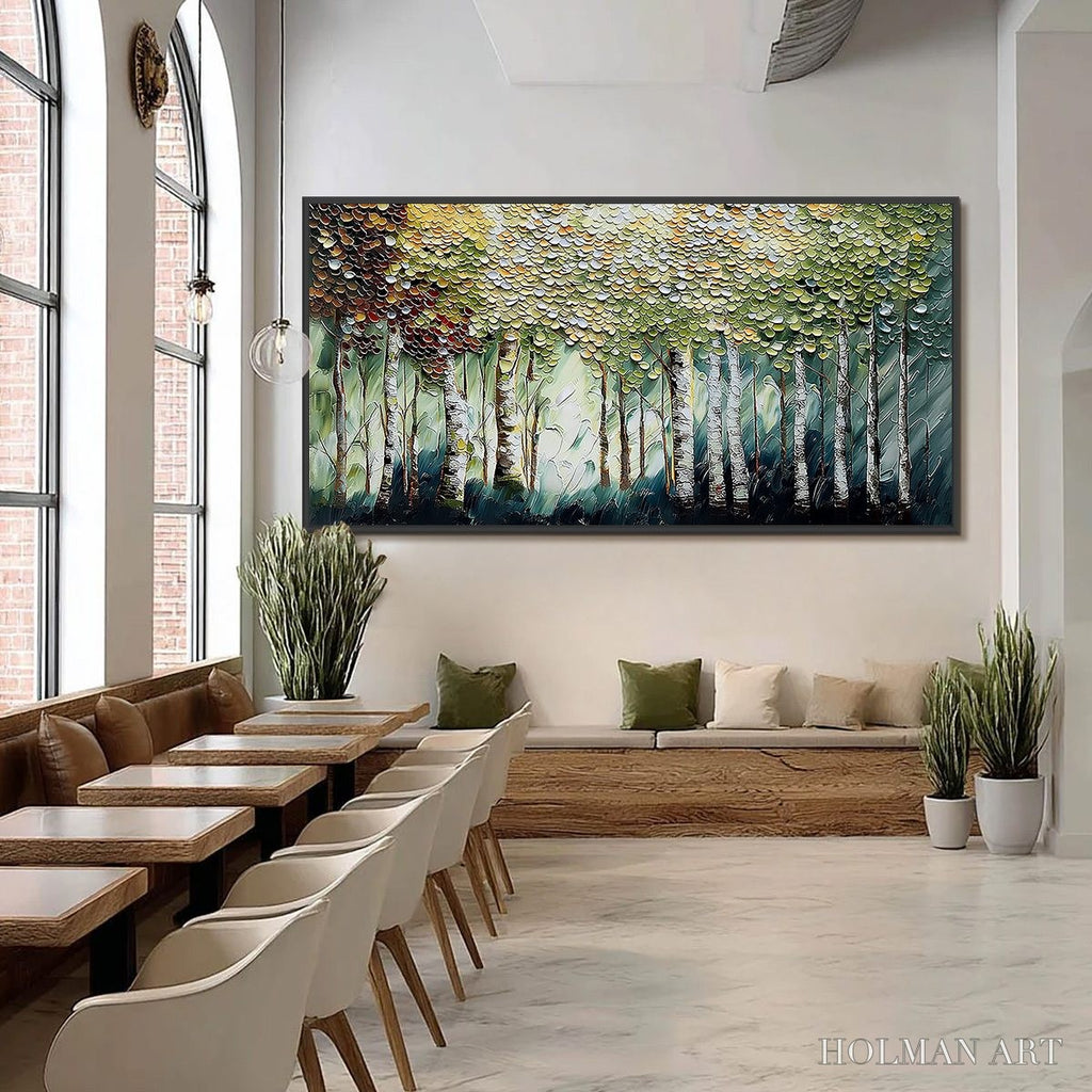 HOLMAN ART Birch Symphony – Heavy Texture Palette Knife Forest Painting - image 6