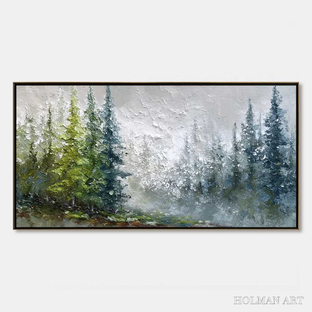 HOLMAN ART Forest'S Breath – Textured Horizontal Forest Landscape Painting - image 1
