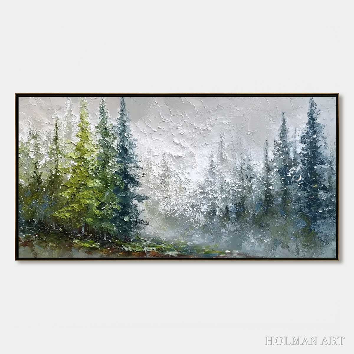 HOLMAN ART Forest'S Breath – Textured Horizontal Forest Landscape Painting - image 1
