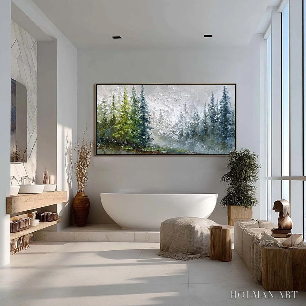 HOLMAN ART Forest'S Breath – Textured Horizontal Forest Landscape Painting - image 4