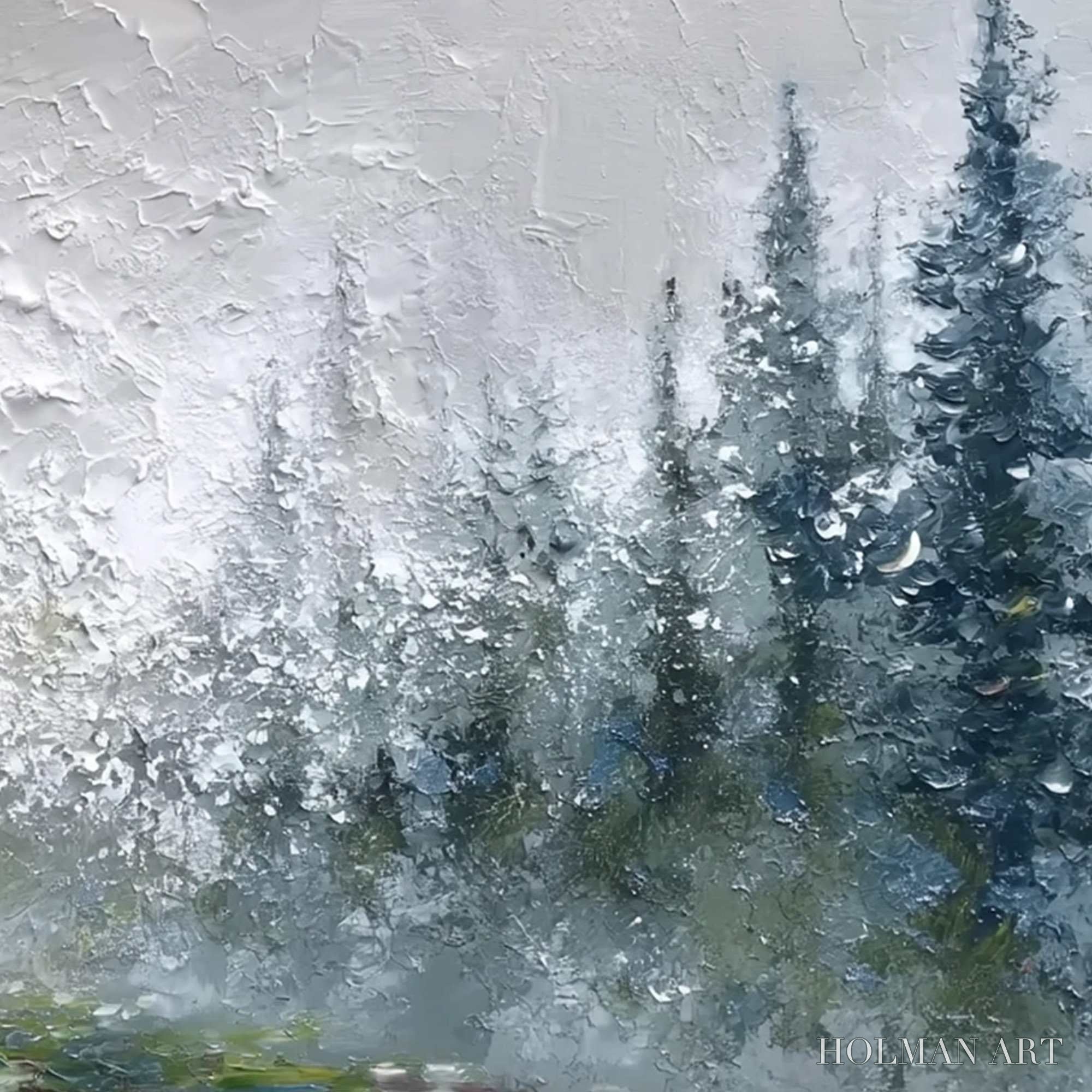 HOLMAN ART Forest'S Breath – Textured Horizontal Forest Landscape Painting - image 5