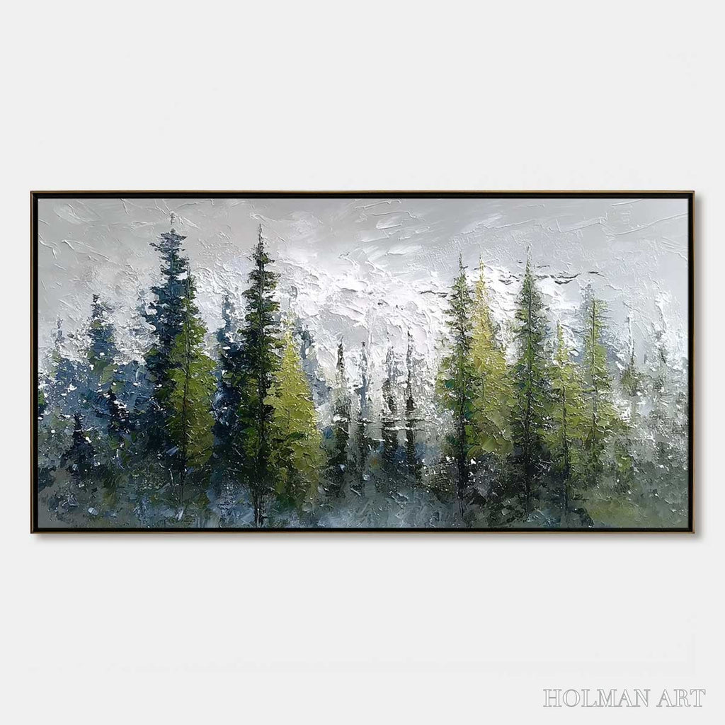 HOLMAN ART Silent Sentinels – Textured Impasto Pine Forest Landscape Painting - image 1