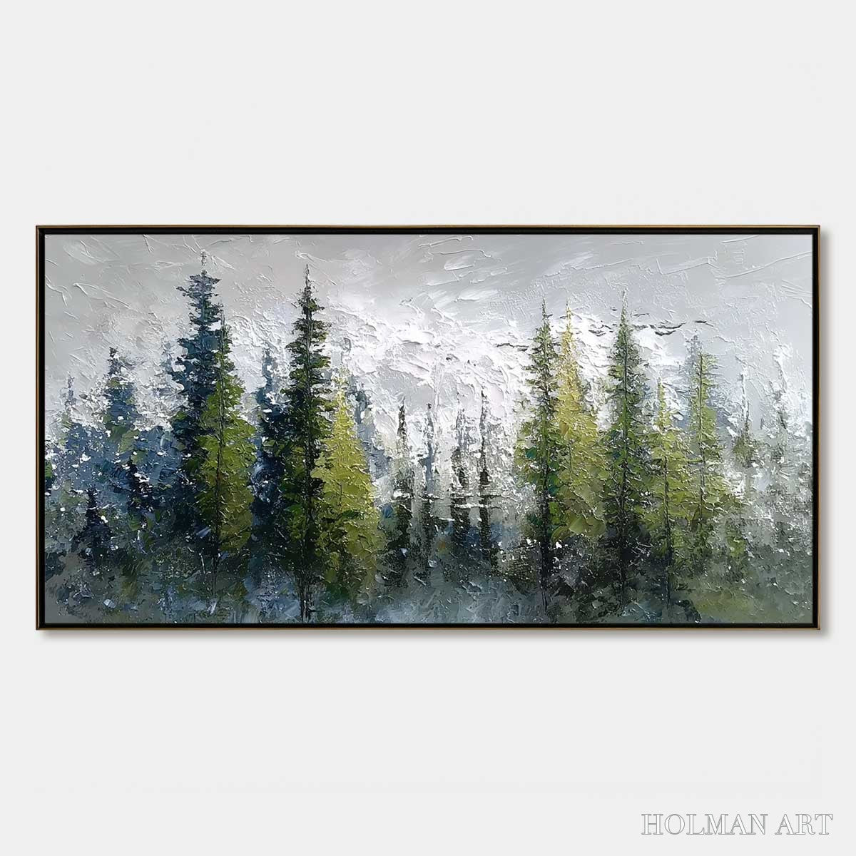 HOLMAN ART Silent Sentinels – Textured Impasto Pine Forest Landscape Painting - image 1