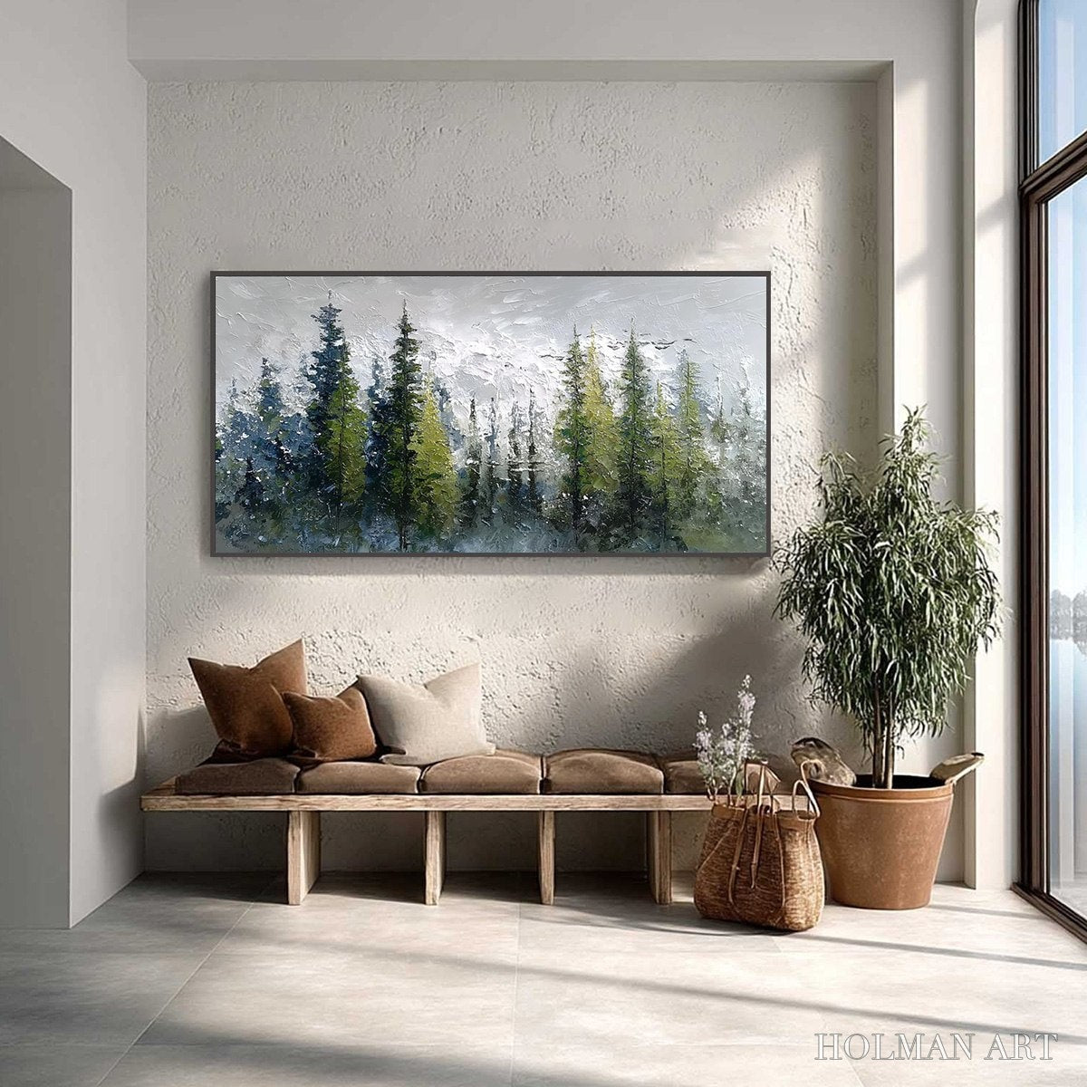 HOLMAN ART Silent Sentinels – Textured Impasto Pine Forest Landscape Painting - image 2