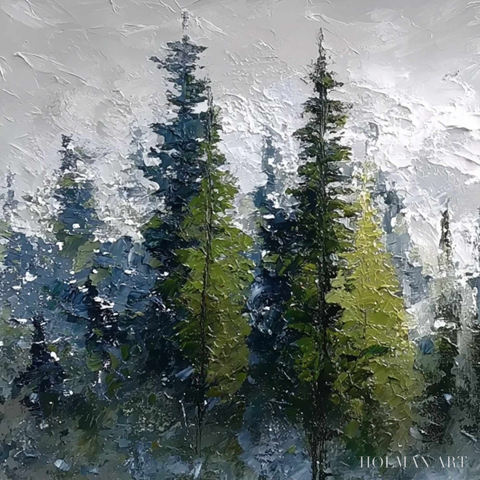 HOLMAN ART Silent Sentinels – Textured Impasto Pine Forest Landscape Painting - image 3