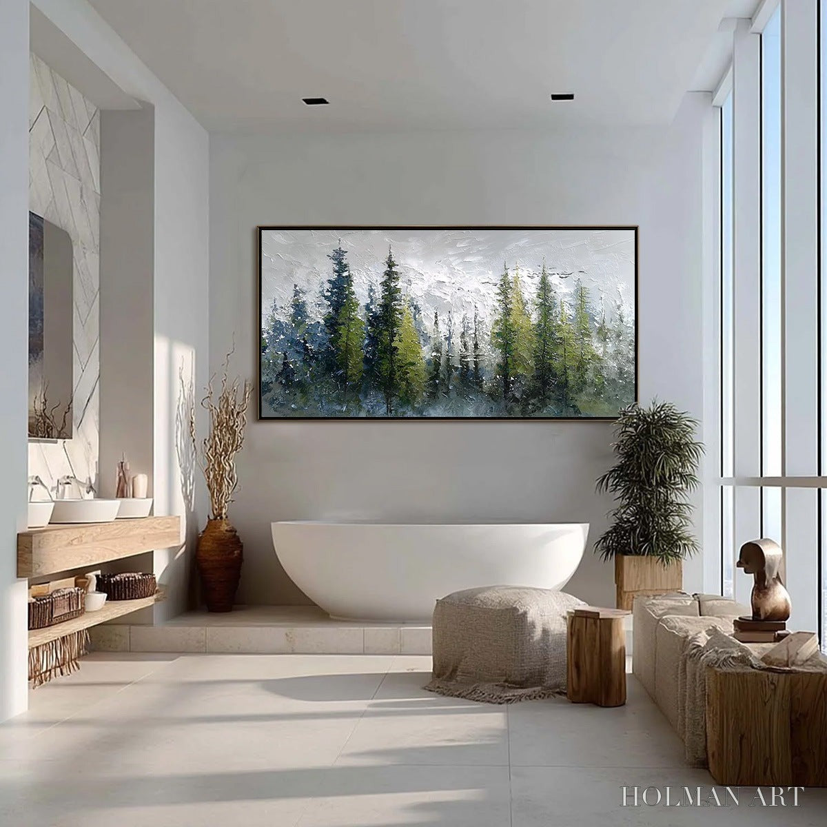 HOLMAN ART Silent Sentinels – Textured Impasto Pine Forest Landscape Painting - image 4