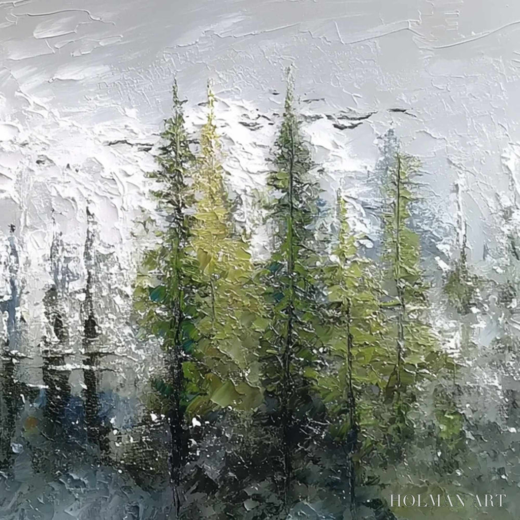 HOLMAN ART Silent Sentinels – Textured Impasto Pine Forest Landscape Painting - image 5