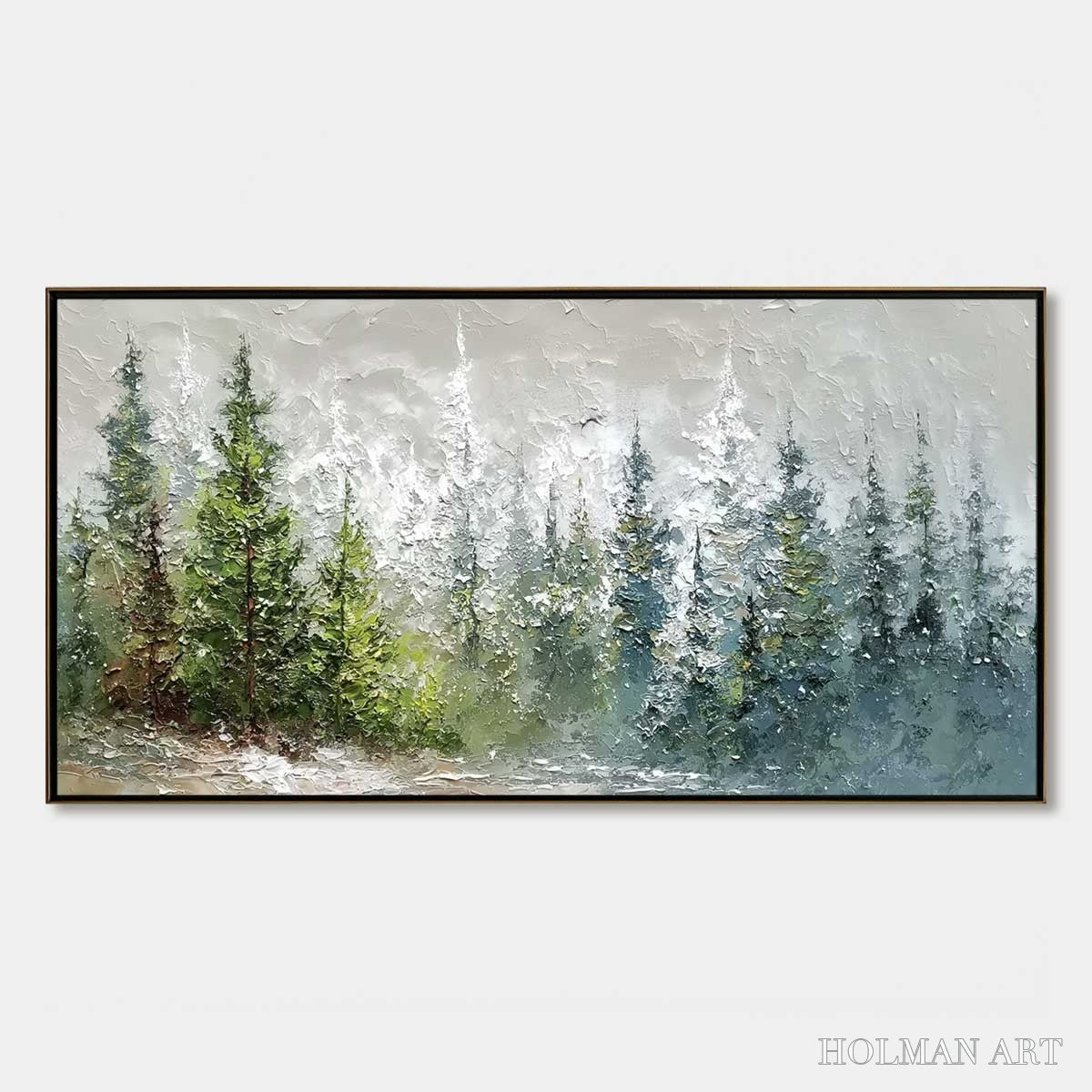 HOLMAN ART Whispers of the Pines – Textured Impasto Pine Forest Landscape Painting - image 1