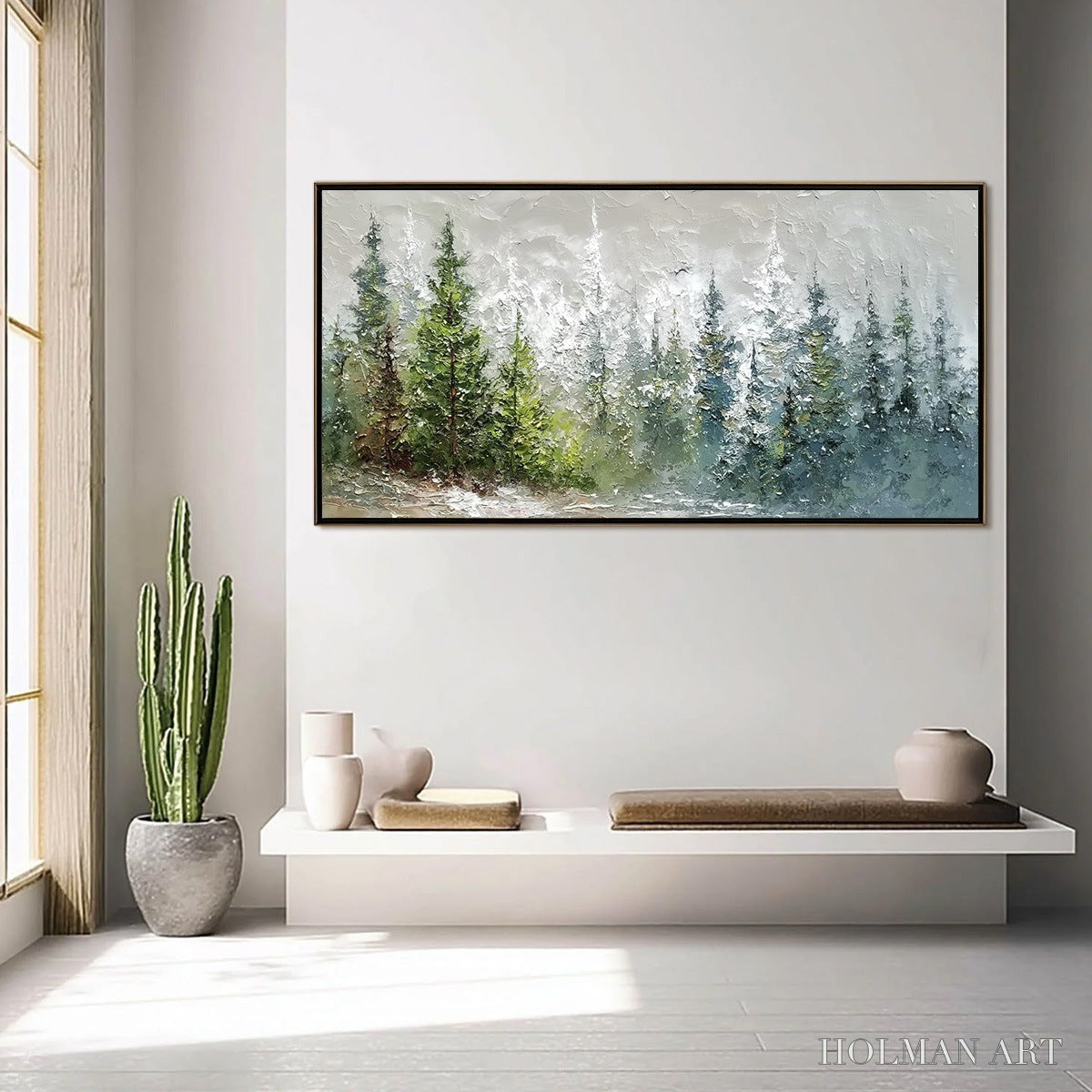 HOLMAN ART Whispers of the Pines – Textured Impasto Pine Forest Landscape Painting - image 4
