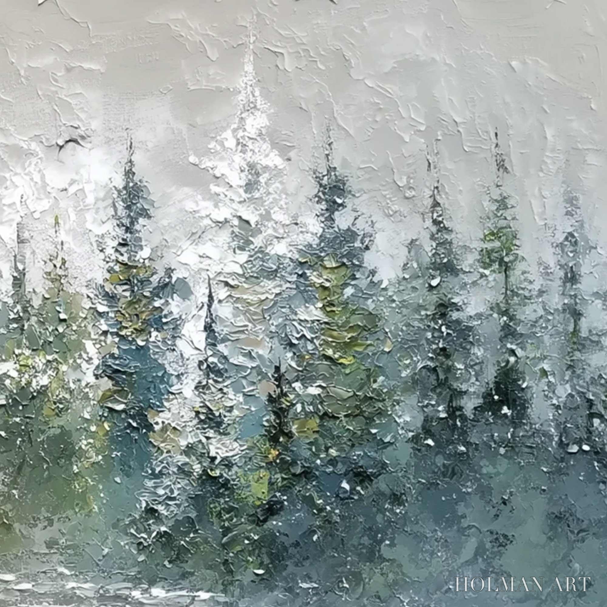 HOLMAN ART Whispers of the Pines – Textured Impasto Pine Forest Landscape Painting - image 5