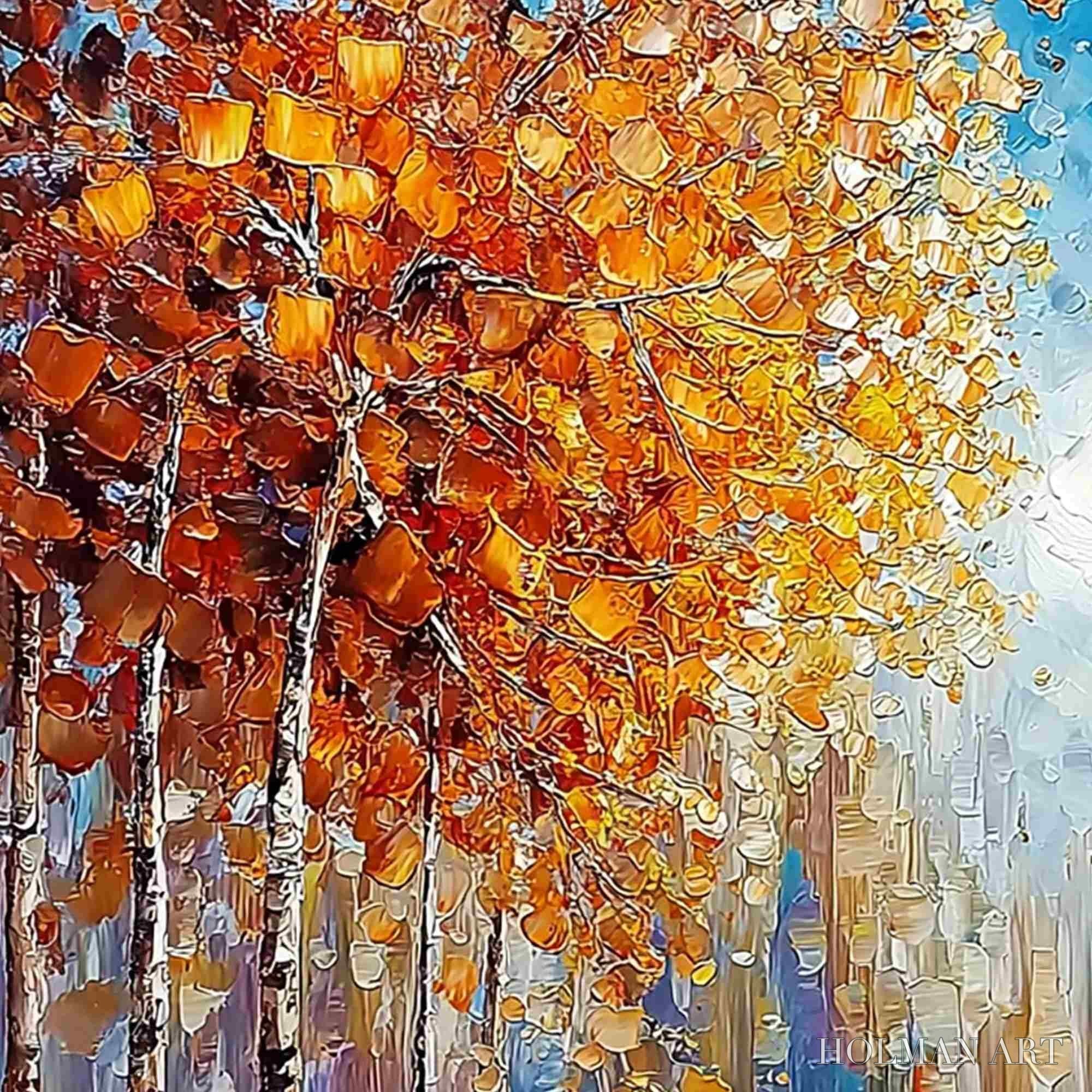 HOLMAN ART Sunlit Stroll – Textured Palette Knife Autumn Forest Landscape Painting - image 3