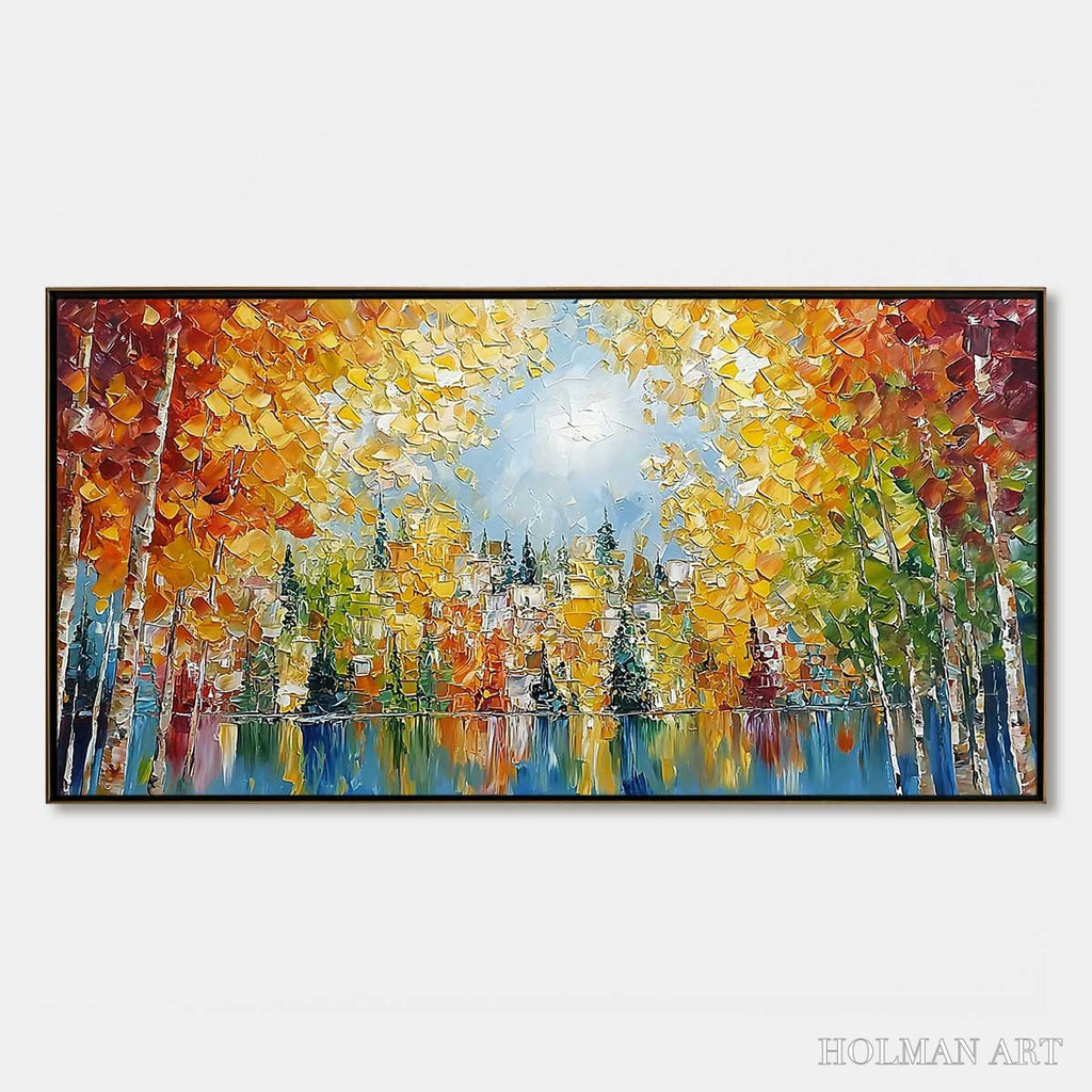 HOLMAN ART Emberglow Forest – Textured Palette Knife Autumn Forest Landscape Painting - image 1