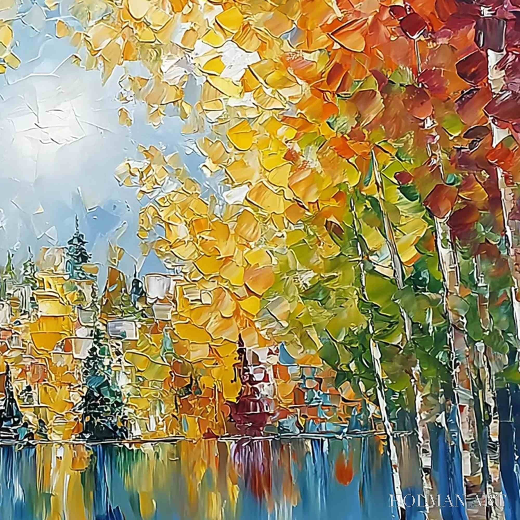HOLMAN ART Emberglow Forest – Textured Palette Knife Autumn Forest Landscape Painting - image 3