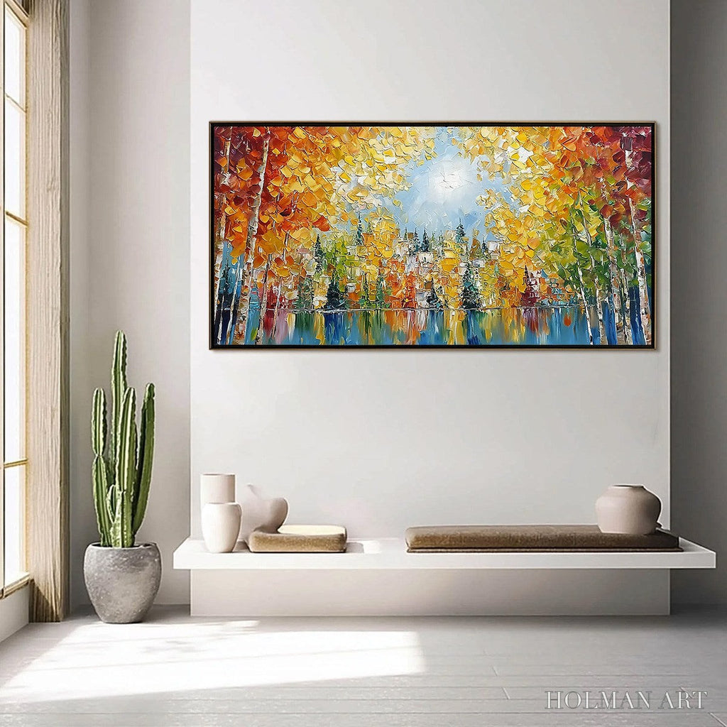 HOLMAN ART Emberglow Forest – Textured Palette Knife Autumn Forest Landscape Painting - image 6