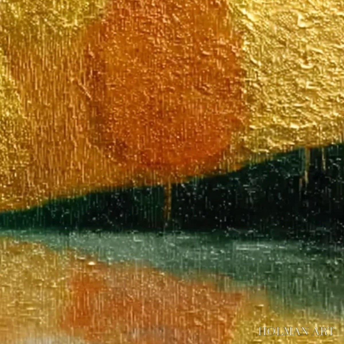 HOLMAN ART Autumn'S Treasure – Whimsical Textured Gold Leaf Cat Painting - image 3