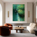 HOLMAN ART Emerald Flight – Abstract Green Forest & Birds Textured Oil Painting - image 2