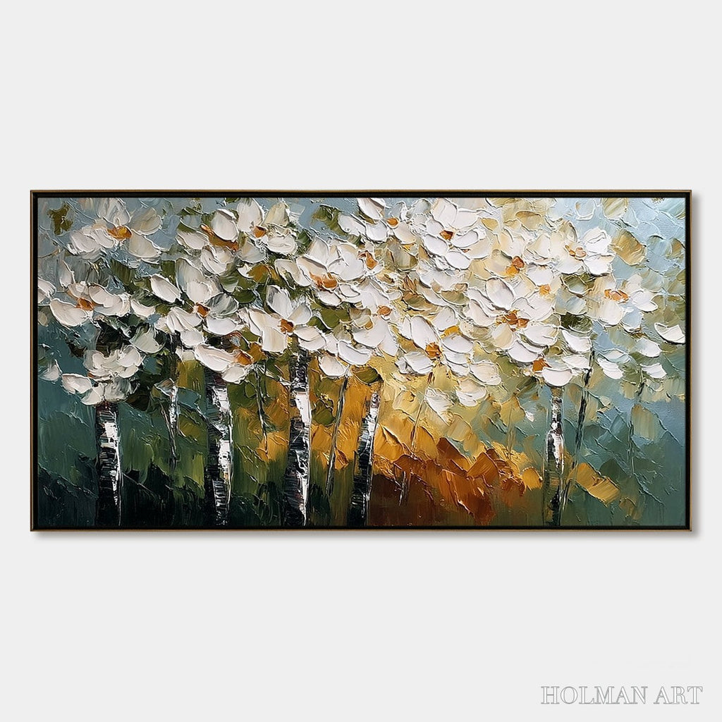 HOLMAN ART Forest of Light – Heavily Textured Palette Knife Birch Tree Forest Painting - image 1
