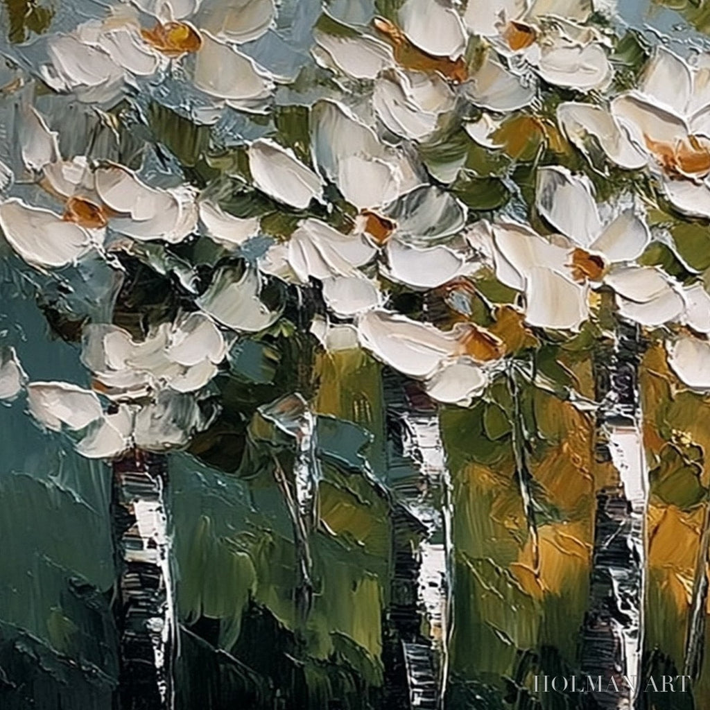 HOLMAN ART Forest of Light – Heavily Textured Palette Knife Birch Tree Forest Painting - image 3