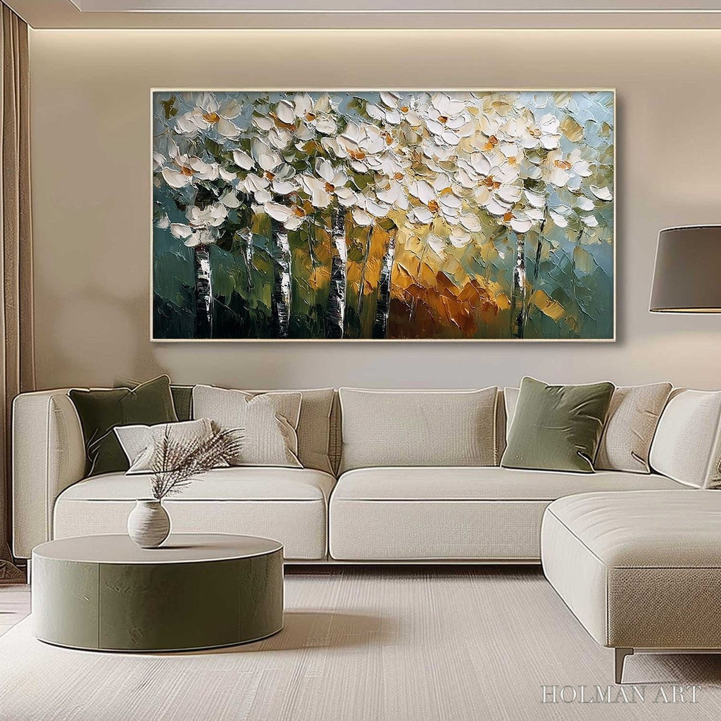 HOLMAN ART Forest of Light – Heavily Textured Palette Knife Birch Tree Forest Painting - image 4