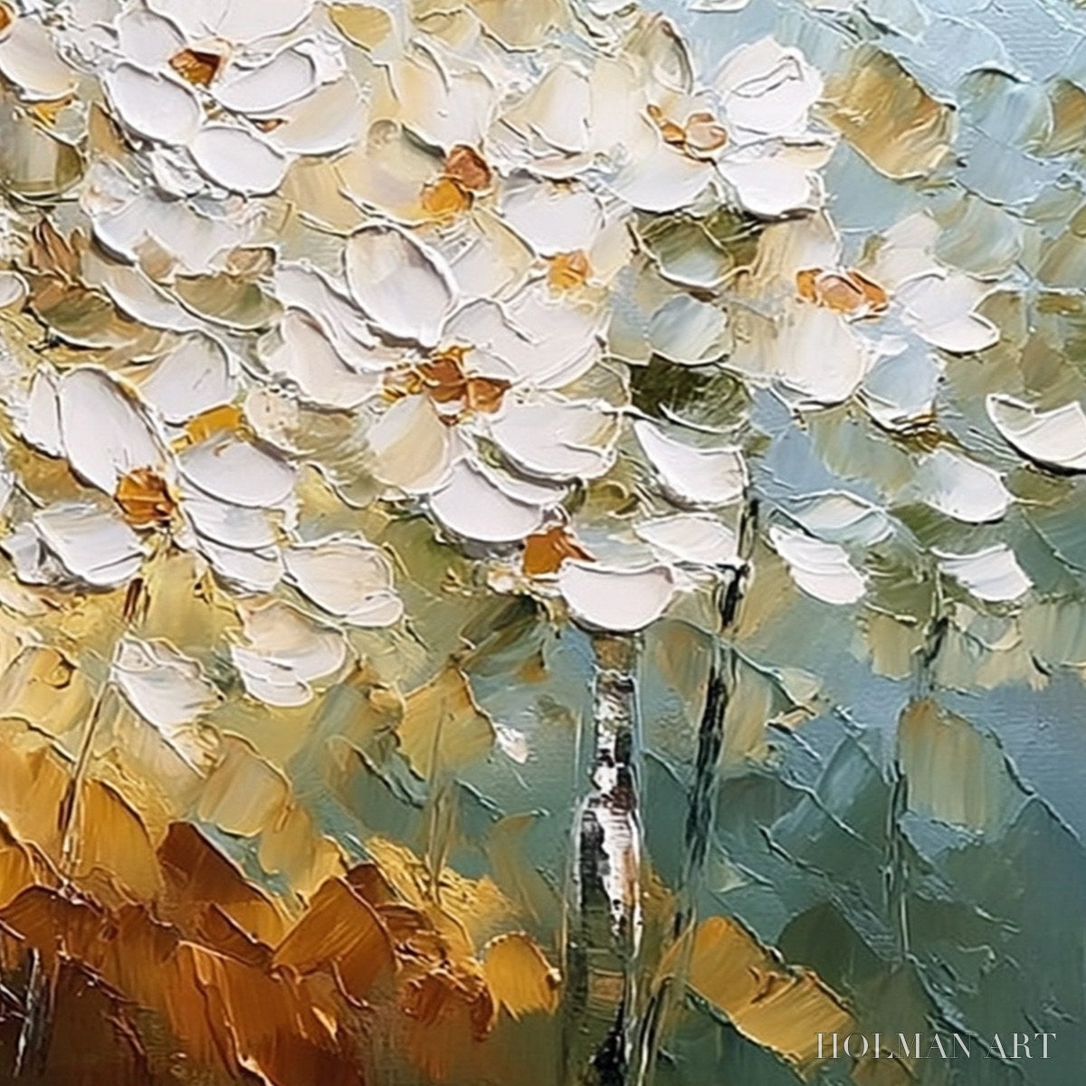 HOLMAN ART Forest of Light – Heavily Textured Palette Knife Birch Tree Forest Painting - image 5