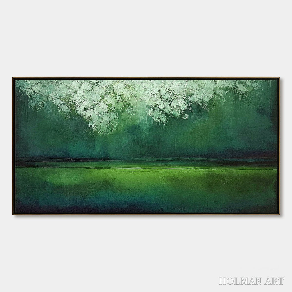 HOLMAN ART Verdant Stillness – Large Green Abstract Landscape Texture Painting - image 1