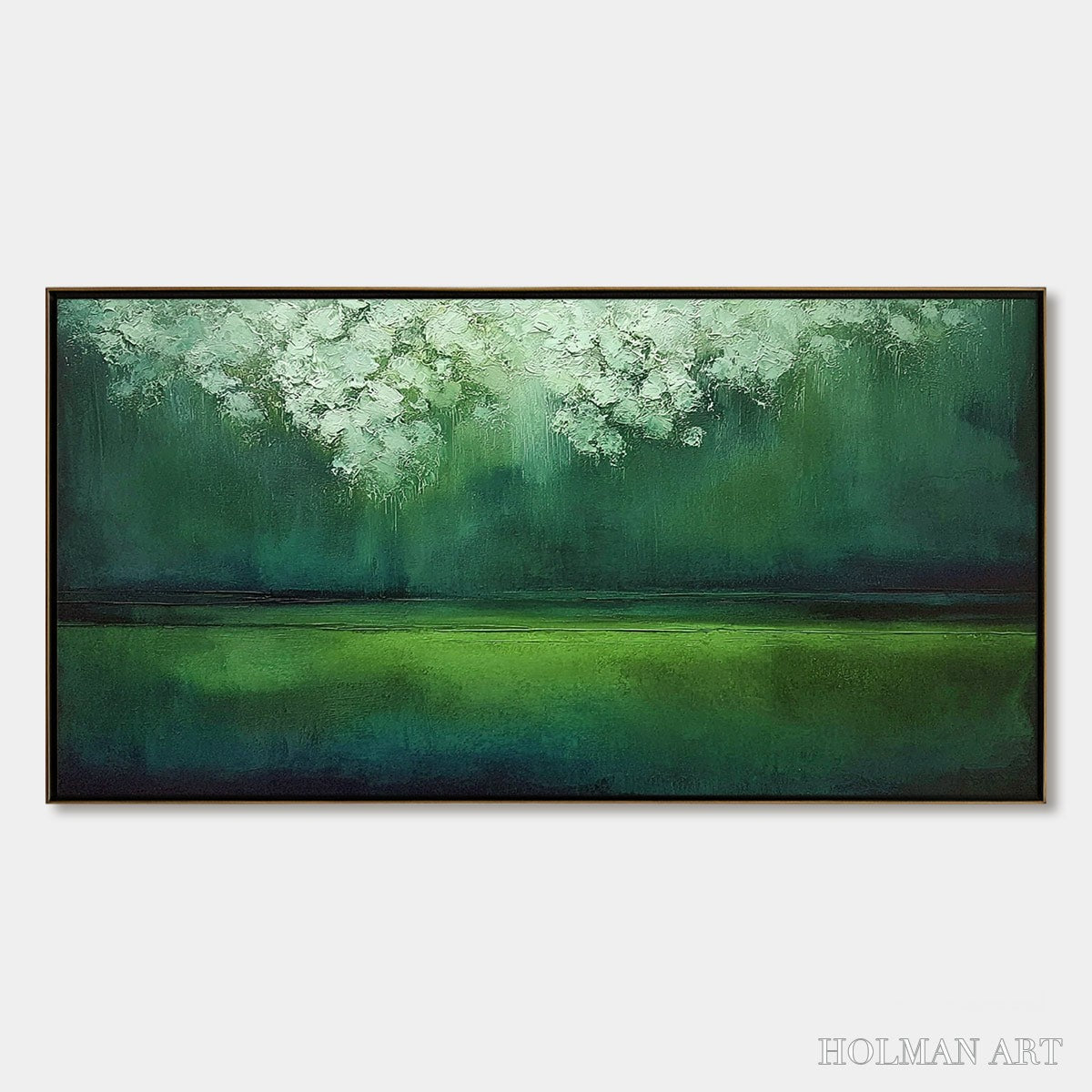 HOLMAN ART Verdant Stillness – Large Green Abstract Landscape Texture Painting - image 1