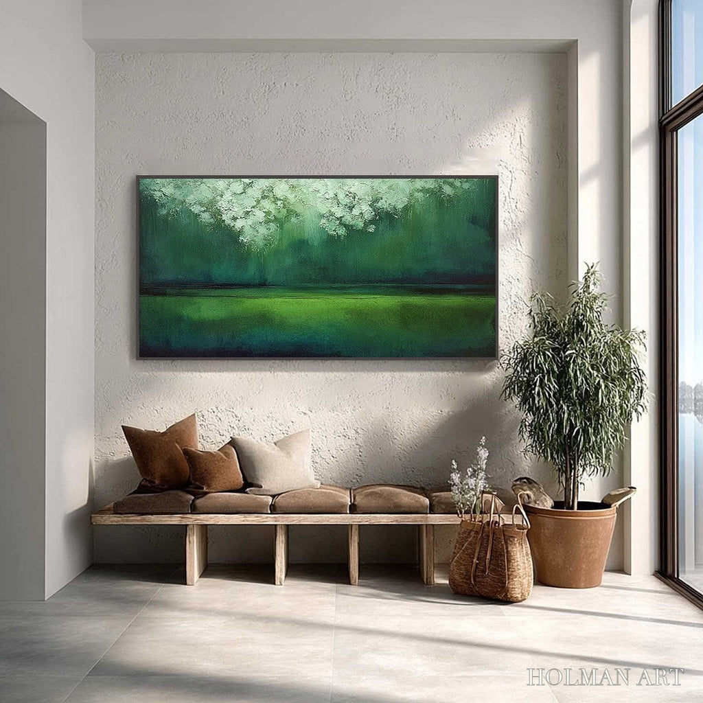 HOLMAN ART Verdant Stillness – Large Green Abstract Landscape Texture Painting - image 2