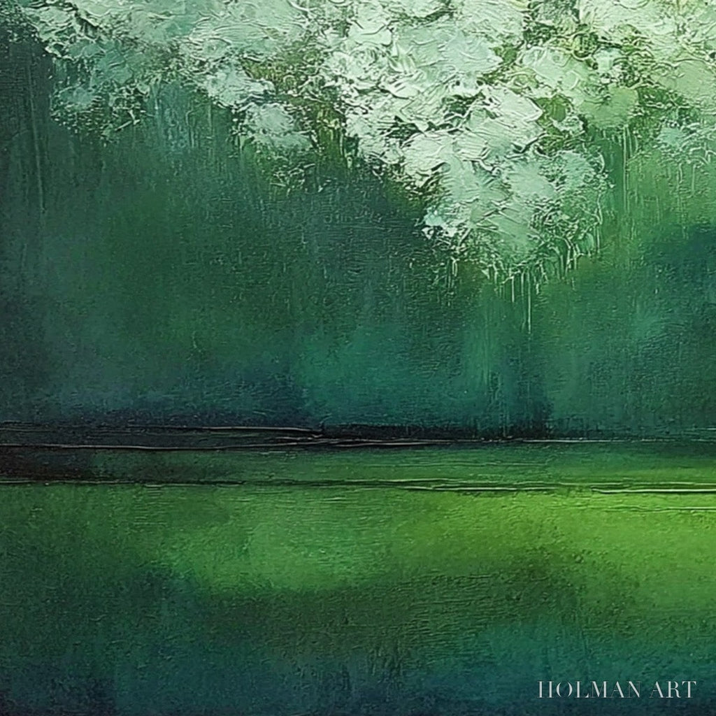 HOLMAN ART Verdant Stillness – Large Green Abstract Landscape Texture Painting - image 3
