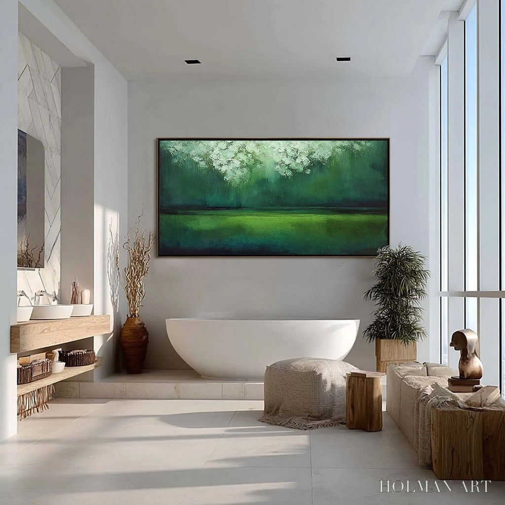 HOLMAN ART Verdant Stillness – Large Green Abstract Landscape Texture Painting - image 4