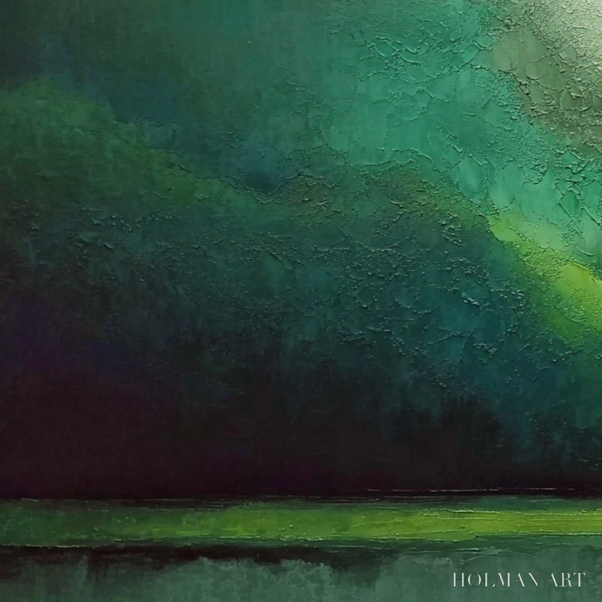 HOLMAN ART Verdant Calm – Large Green Abstract Landscape Textured Oil Painting - image 3