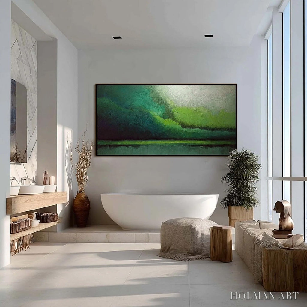 HOLMAN ART Verdant Calm – Large Green Abstract Landscape Textured Oil Painting - image 4